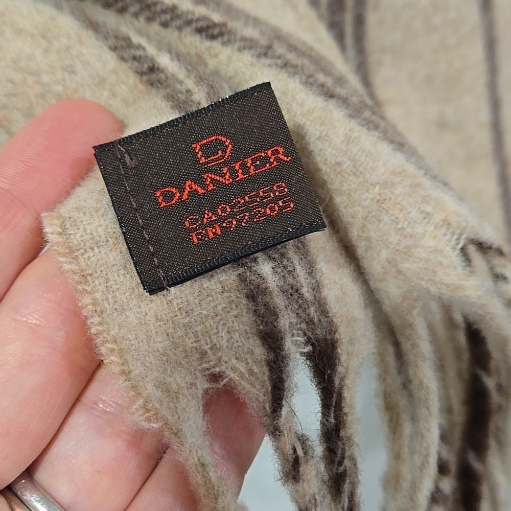 Vintage Danier Neutral Unisex Wool Academia Preppy Scarf - Picture 4 of 6